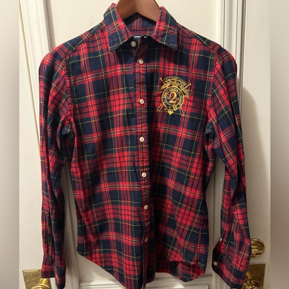 Ralph Lauren Wool Blend Tartan Plaid Button Down Shirt